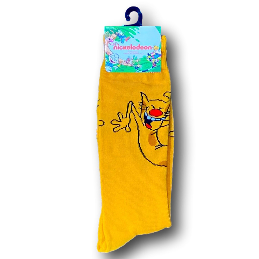 3/$20 Cat Dog Nickelodeon Funny Novelty Crew Socks - NWT